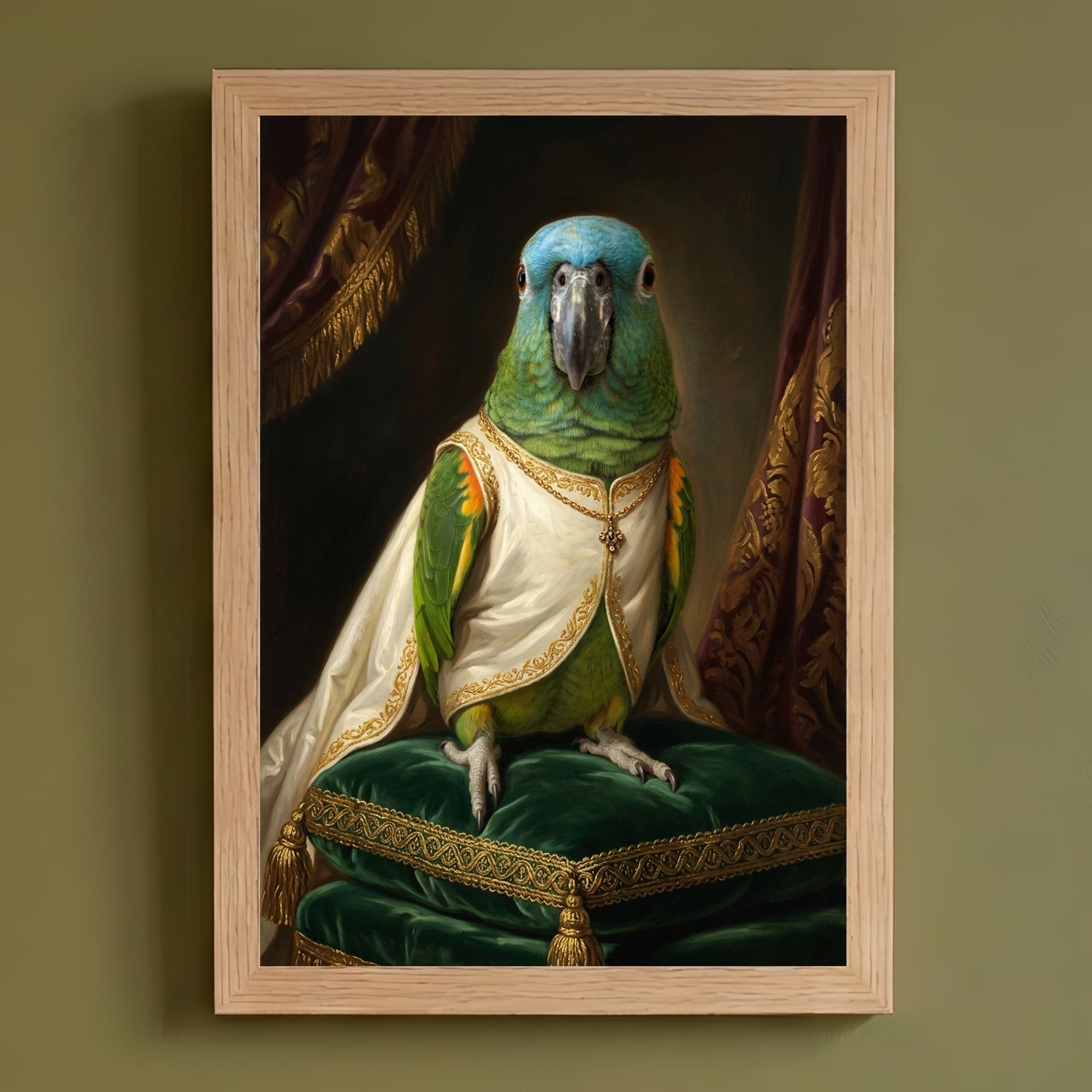 Blue-fronted Amazon Renaissance Portrait Framed Art Print (A4)