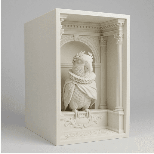 Black-headed Caique Renaissance Portrait Booknook Diorama 2