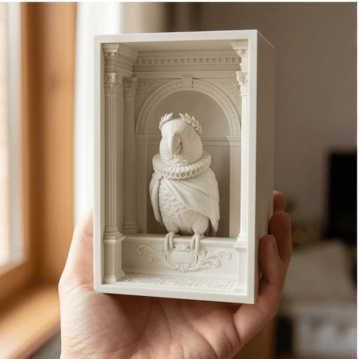 Black-headed Caique Renaissance Portrait Booknook Diorama 3