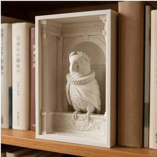 Black-headed Caique Renaissance Portrait Booknook Diorama 4