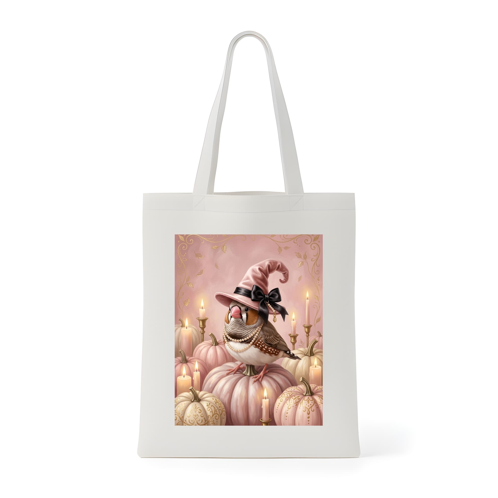 Bengalese finch Pumpkin & Candlelight Oil-Painting Halloween Tote Bag