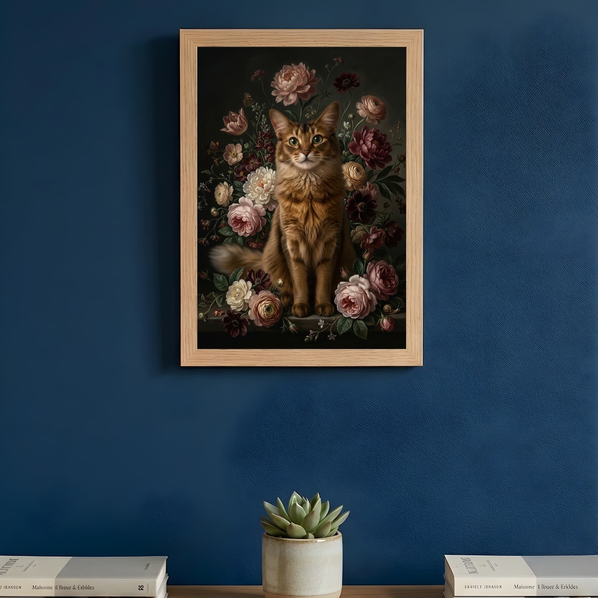 ソマリの花の油絵風アート花柄額装プリント(A4サイズ) 3