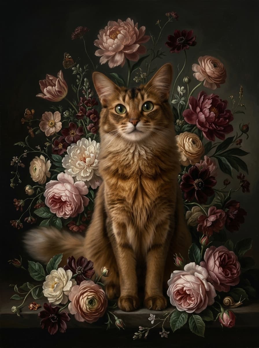 ソマリの花の油絵風アート花柄額装プリント(A4サイズ) 4