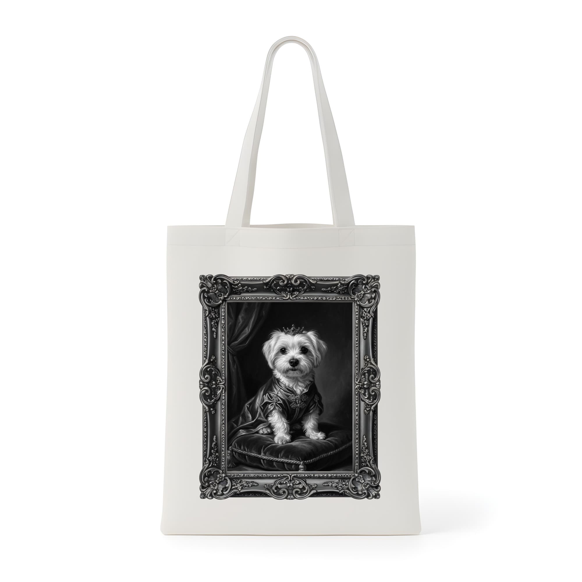 Maltese Renaissance Portrait Tote Bag (Monochrome Print, Framed Design)