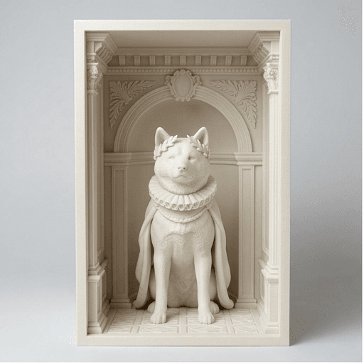 Akita Inu Renaissance Portrait Booknook Diorama