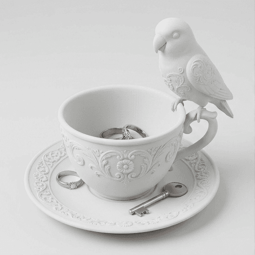 Lovebird Renaissance Portrait Trinket Tray (Matte White)