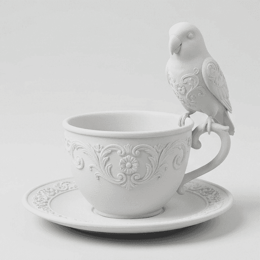 Lovebird Renaissance Portrait Trinket Tray (Matte White) 3