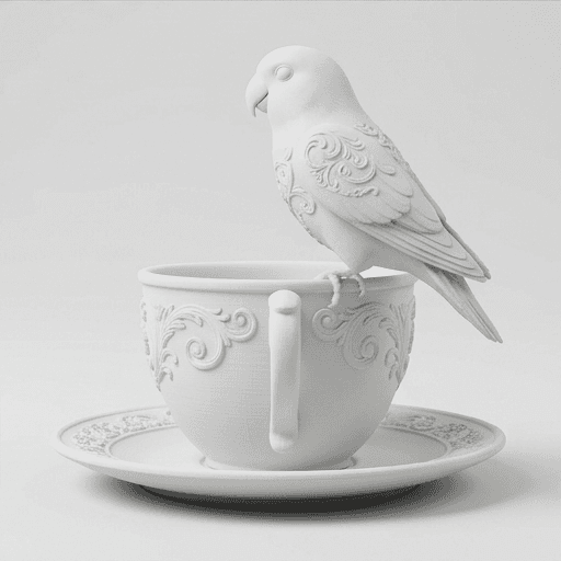 Lovebird Renaissance Portrait Trinket Tray (Matte White) 4