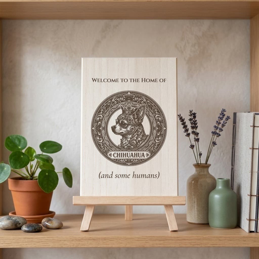 chihuahua Renaissance Portrait Wooden Welcome Board 3