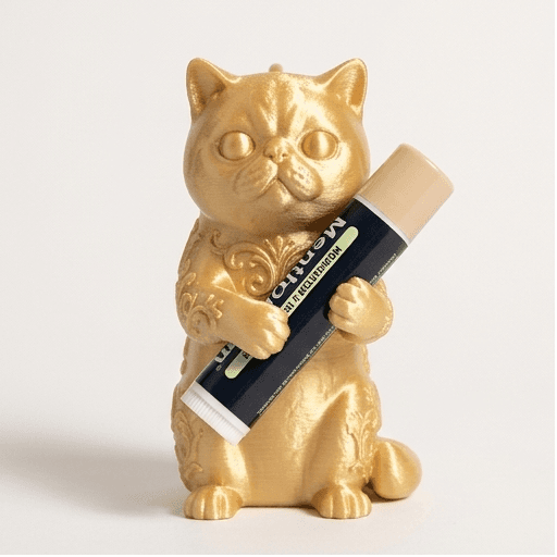 Exotic Shorthair Renaissance Portrait Lip Balm Case (Silky Gold)