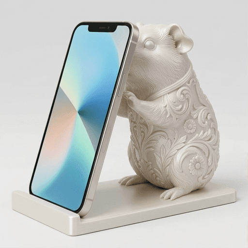 モルモットのルネサンス肖像画スマホスタンド(シルクホワイト)