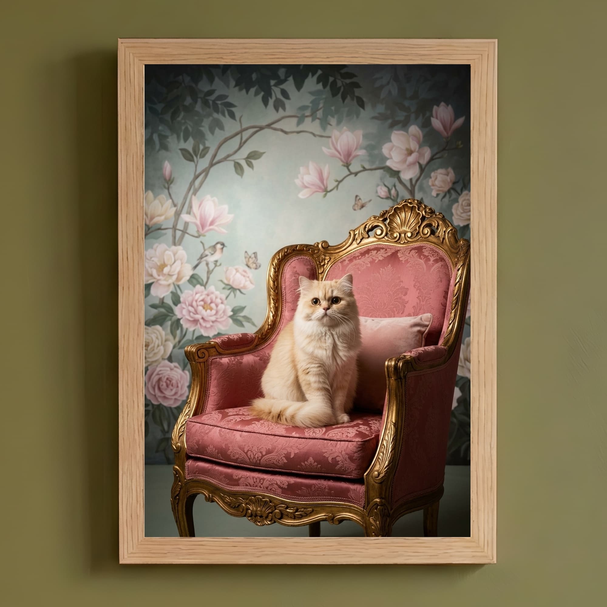 Persian Shabby Pink Oil-Painting Rococo Framed Art Print (A4)