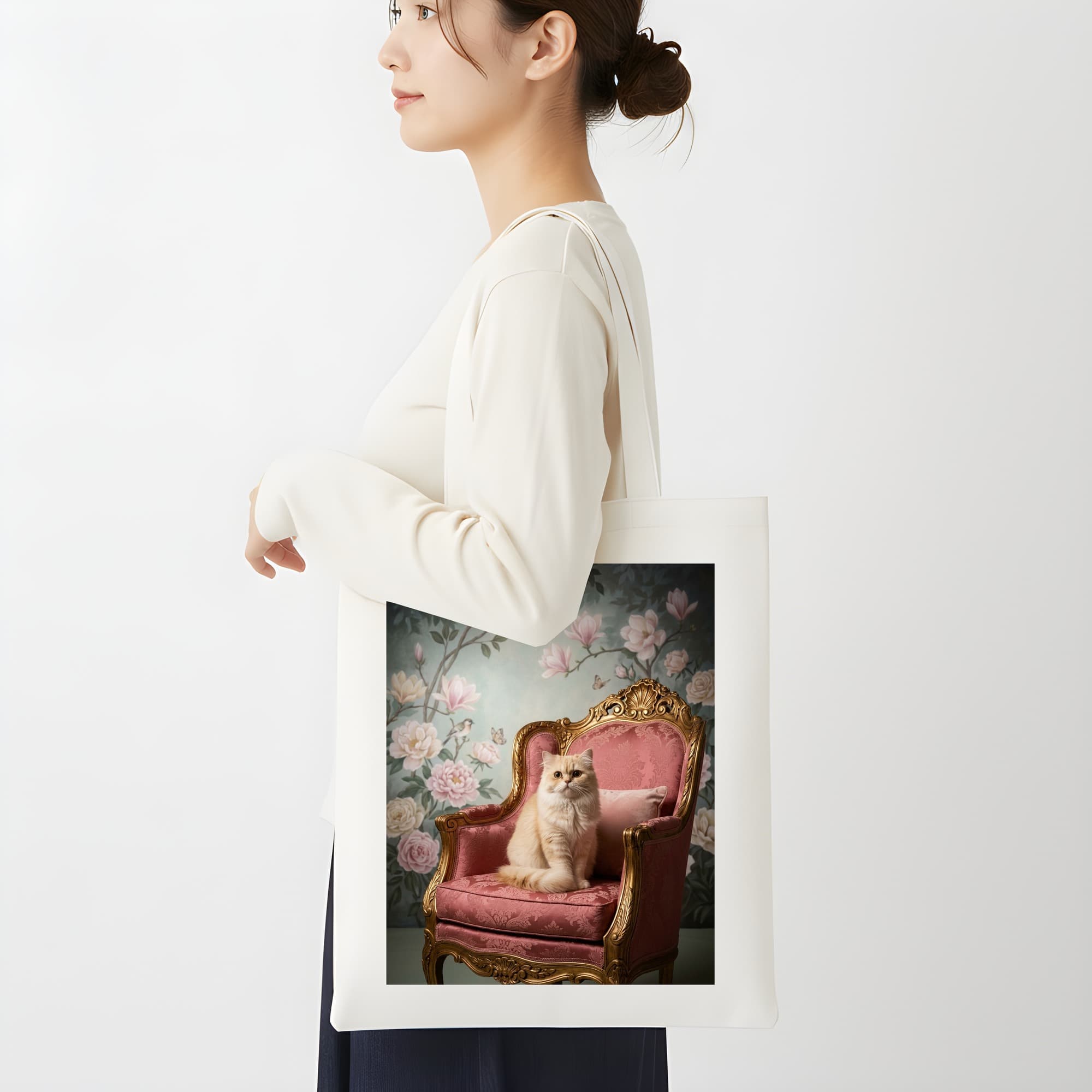 Persian Shabby Pink Oil-Painting Rococo Tote Bag 2