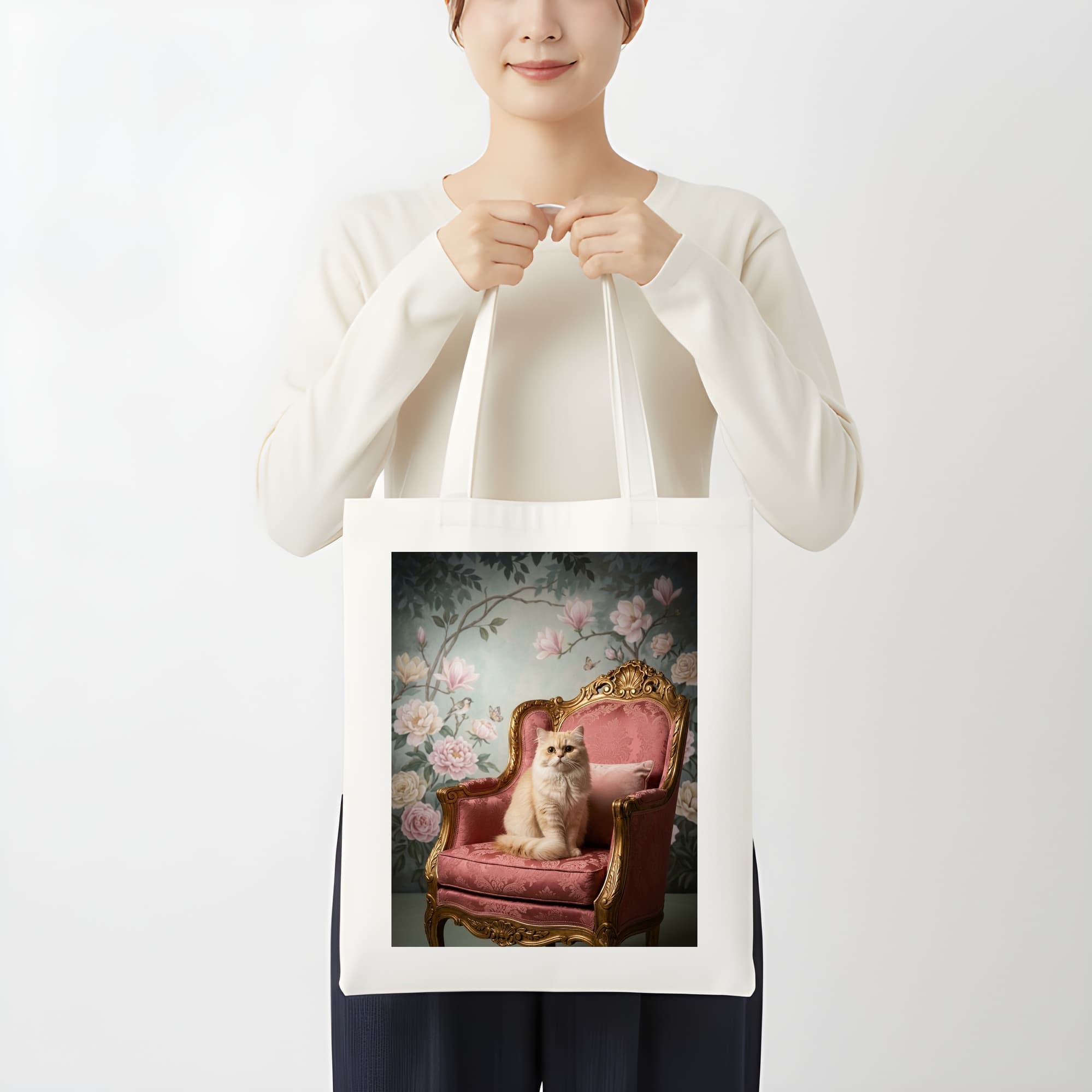 Persian Shabby Pink Oil-Painting Rococo Tote Bag 3