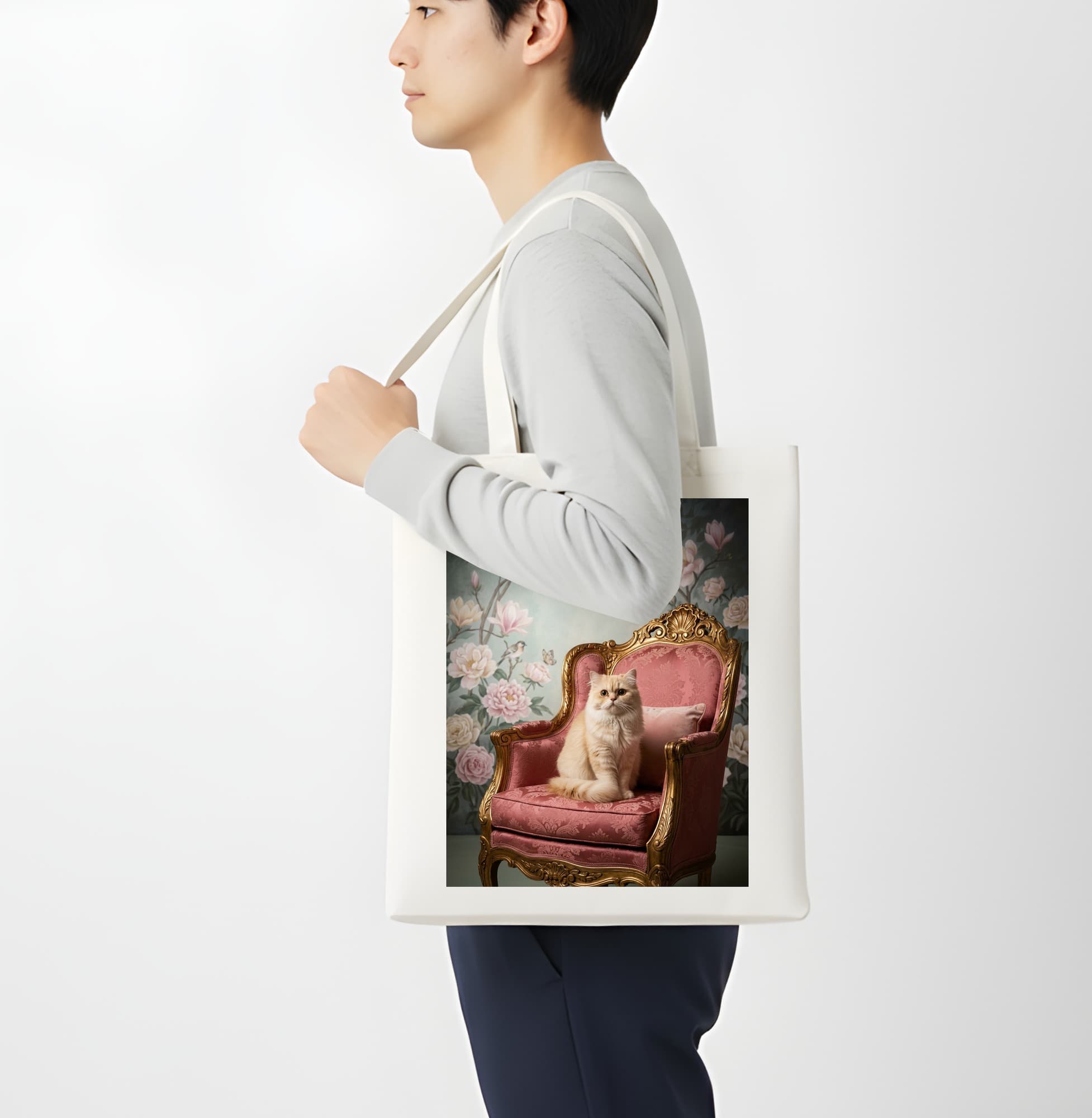 Persian Shabby Pink Oil-Painting Rococo Tote Bag 4