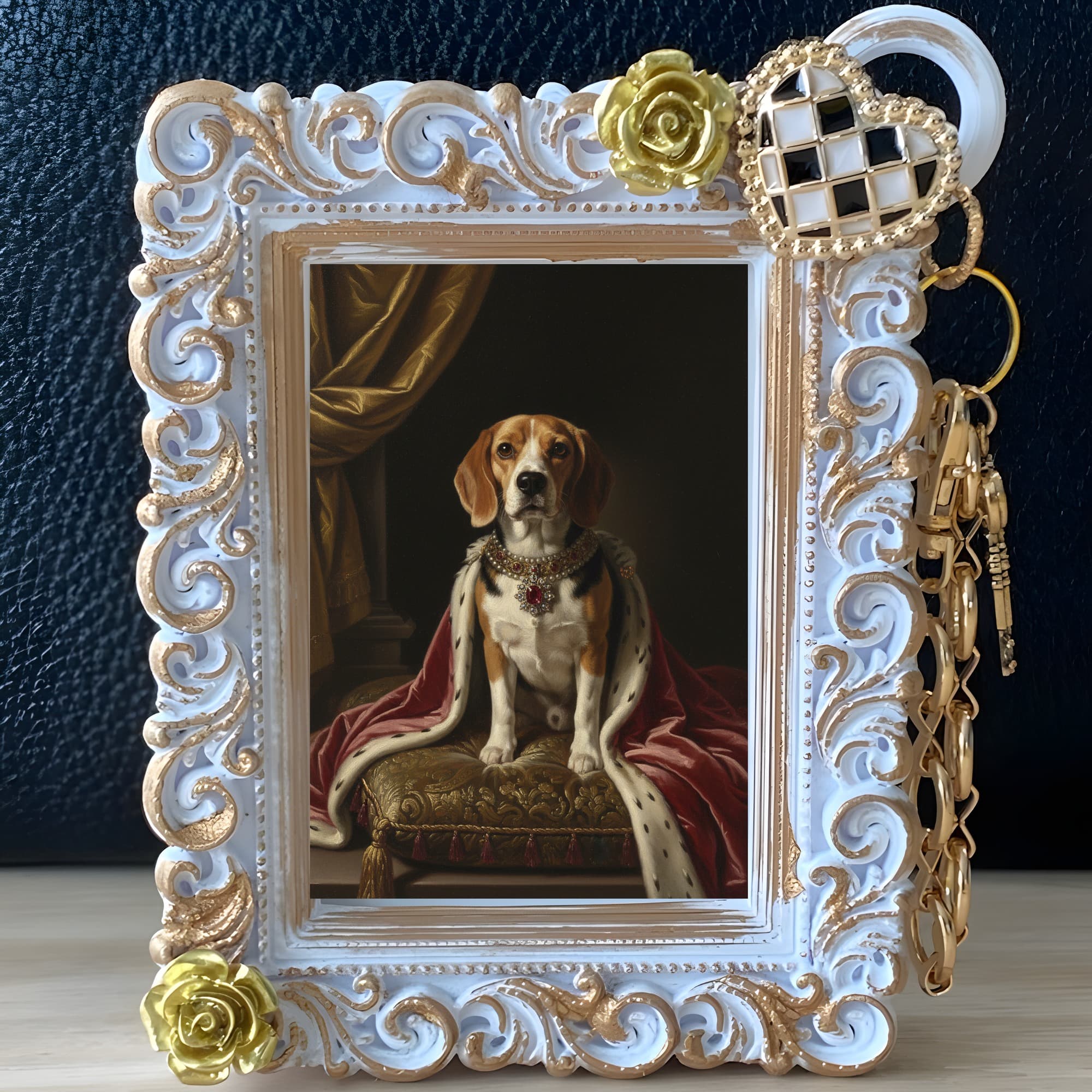 beagle Renaissance Portrait Bag Charm (White) 2