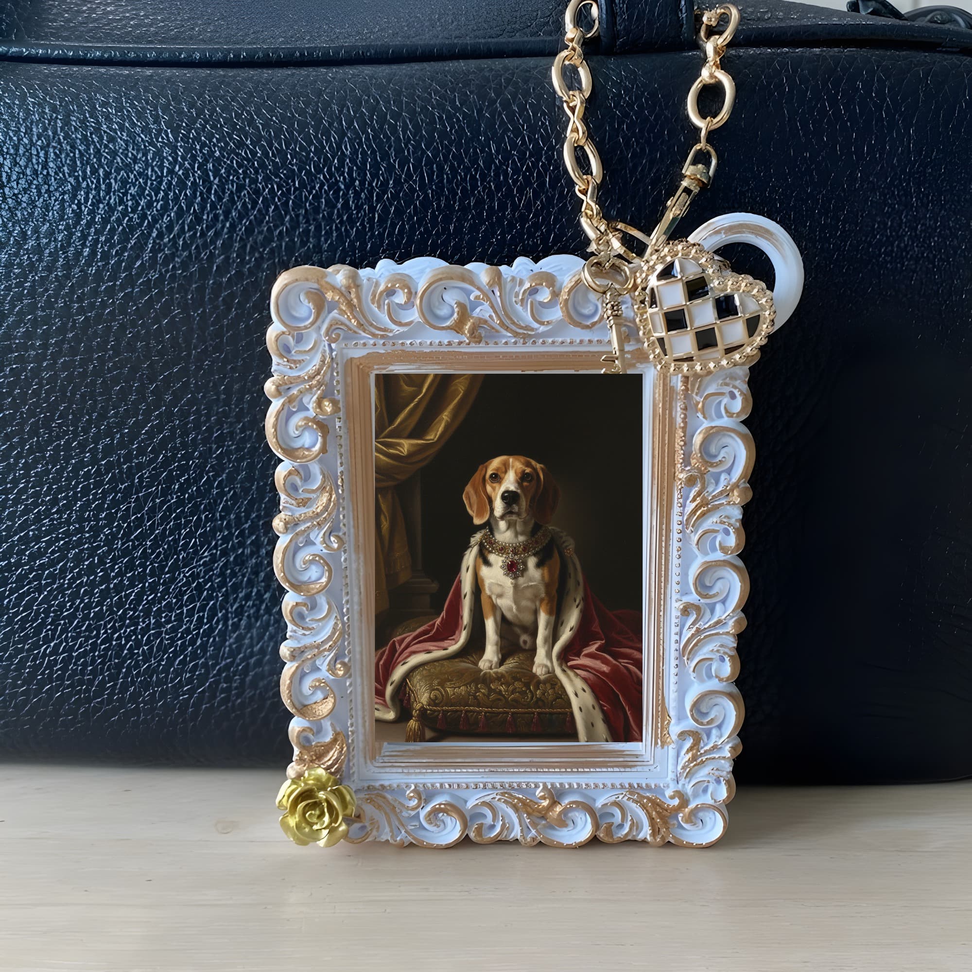 beagle Renaissance Portrait Bag Charm (White) 3