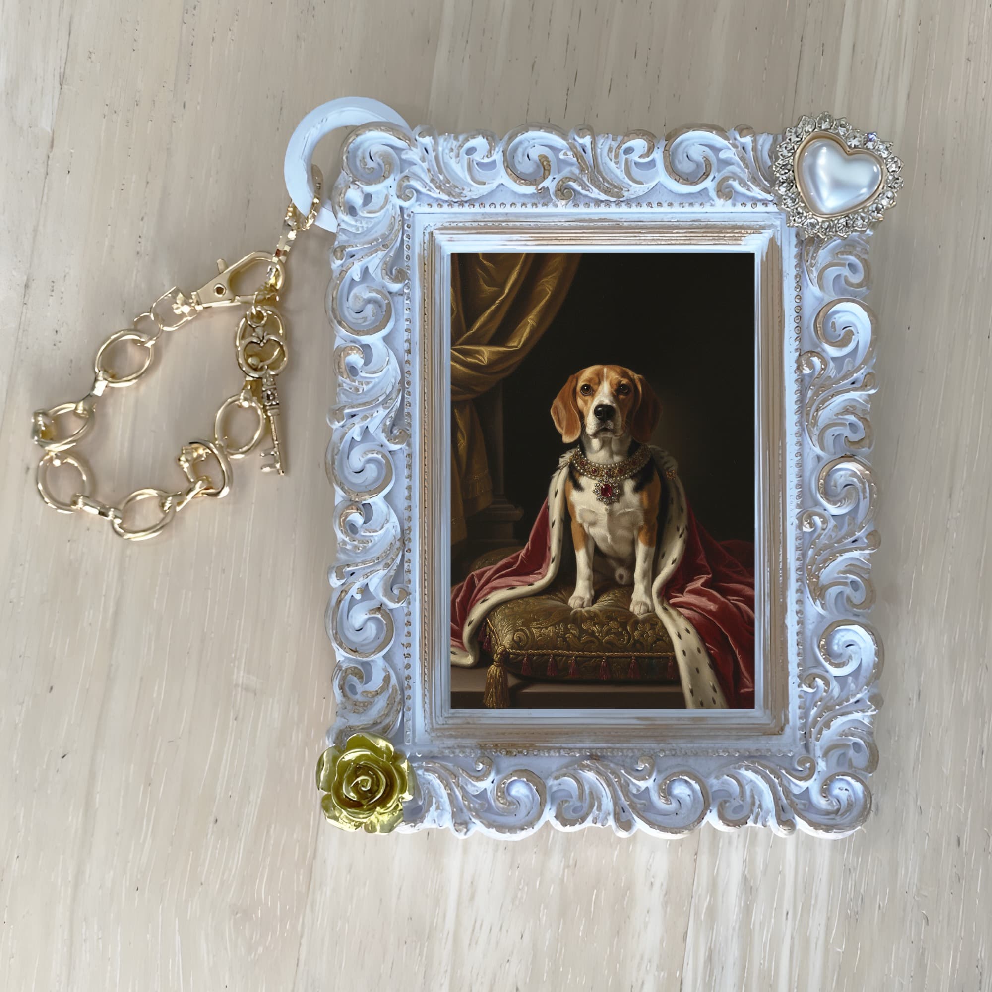 beagle Renaissance Portrait Bag Charm (White) 4