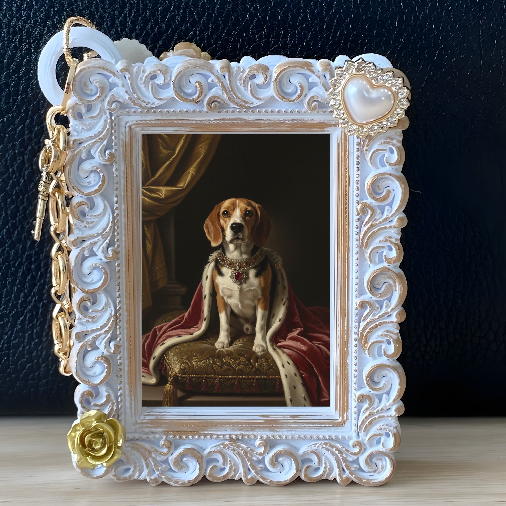 beagle Renaissance Portrait Bag Charm (White) 5