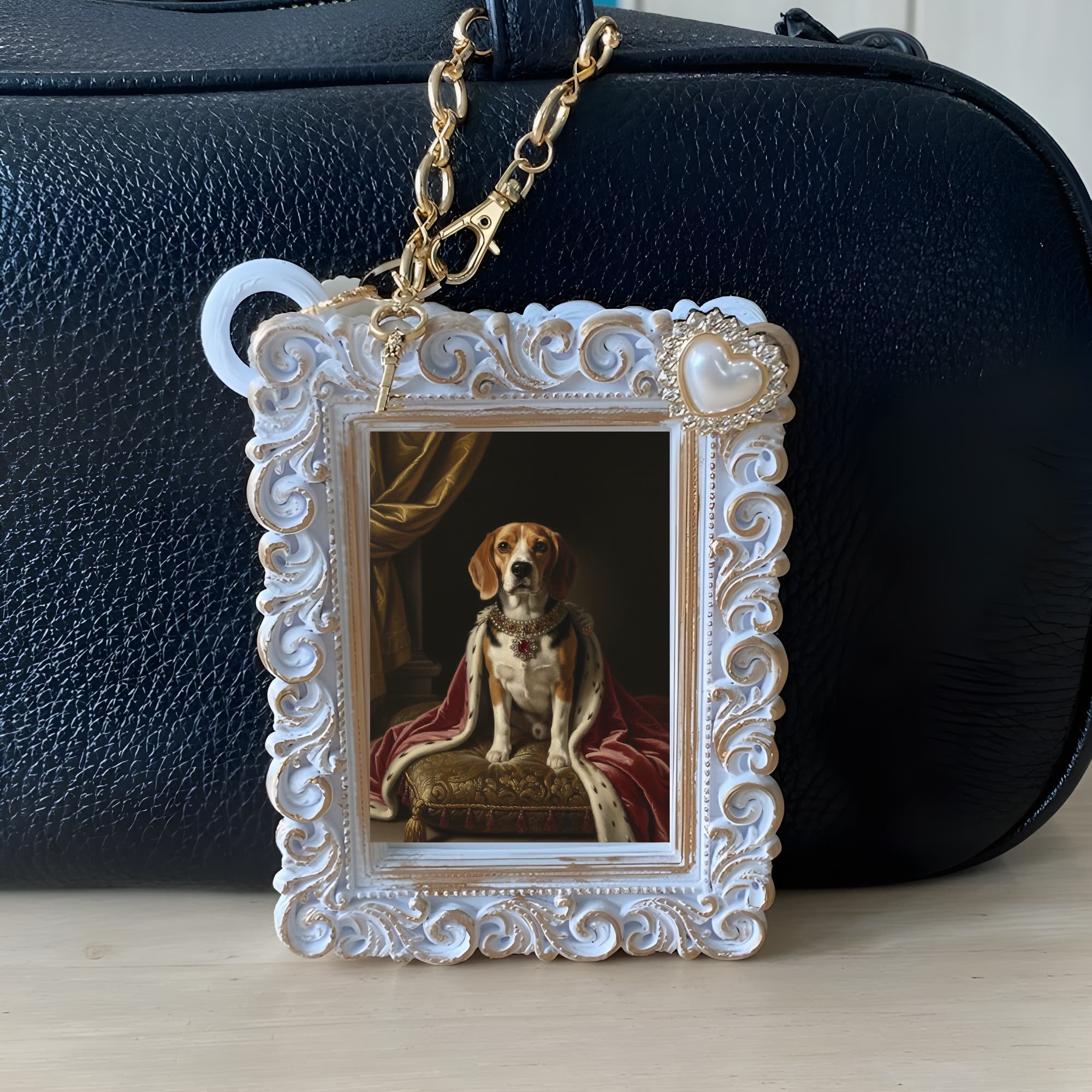 beagle Renaissance Portrait Bag Charm (White) 6