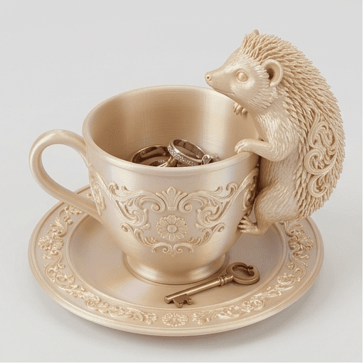 Hedgehog Renaissance Portrait Trinket Tray (Silky Gold)