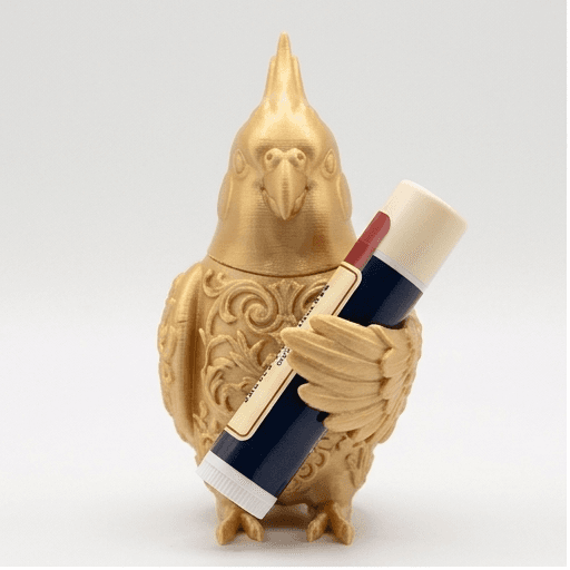 オカメインコのルネサンス肖像画リップケース(シルクゴールド)