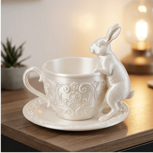 Polish rabbit Renaissance Portrait Trinket Tray (Pearl White) 2