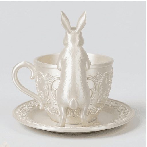 Polish rabbit Renaissance Portrait Trinket Tray (Pearl White) 3