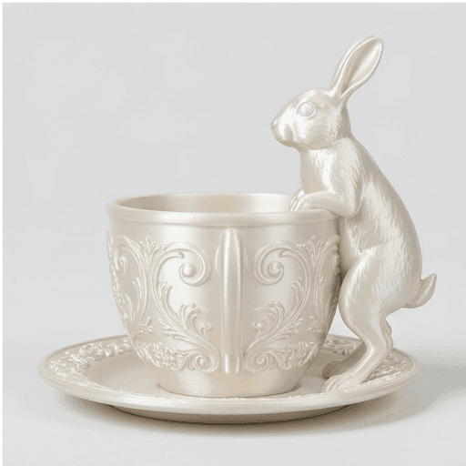 Polish rabbit Renaissance Portrait Trinket Tray (Pearl White) 4