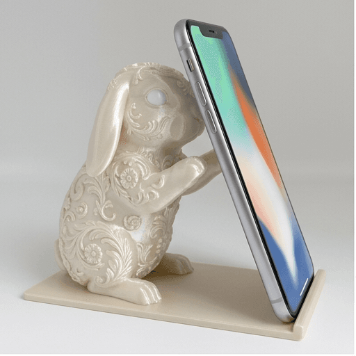 ホーランドロップのルネサンス肖像画スマホスタンド(シルクホワイト)