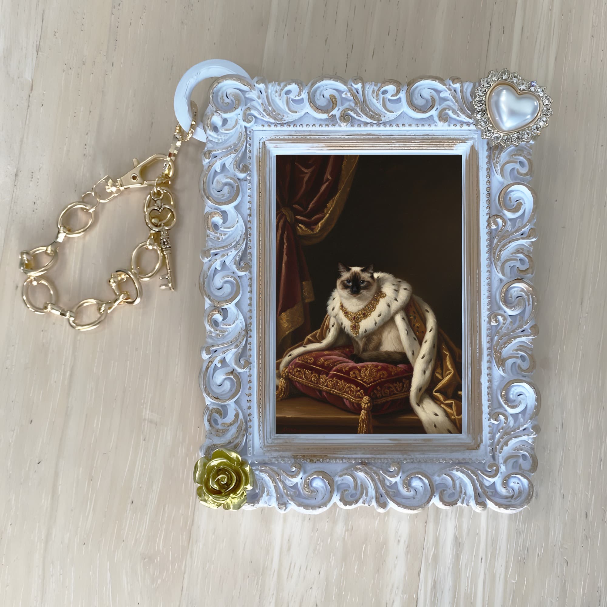 Balinese Renaissance Portrait Bag Charm (White) 4