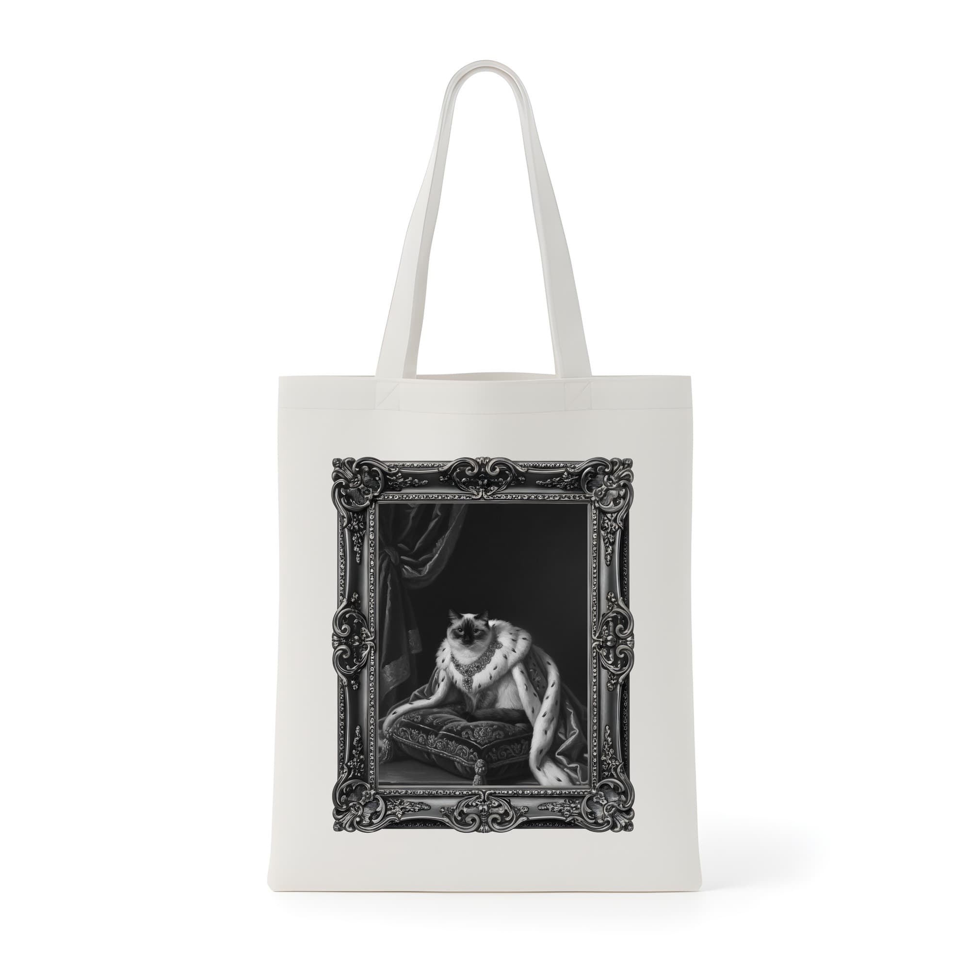 Balinese Renaissance Portrait Tote Bag (Monochrome Print, Framed Design)