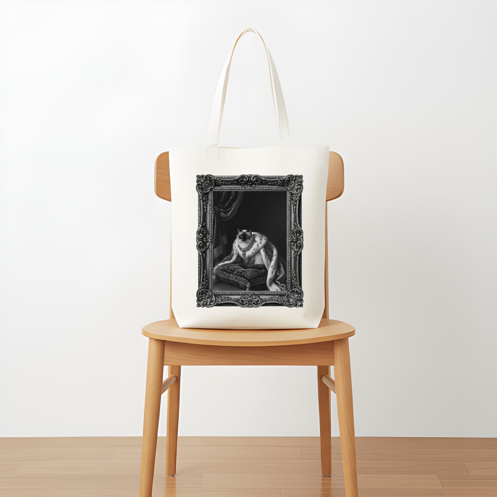 Balinese Renaissance Portrait Tote Bag (Monochrome Print, Framed Design) 5