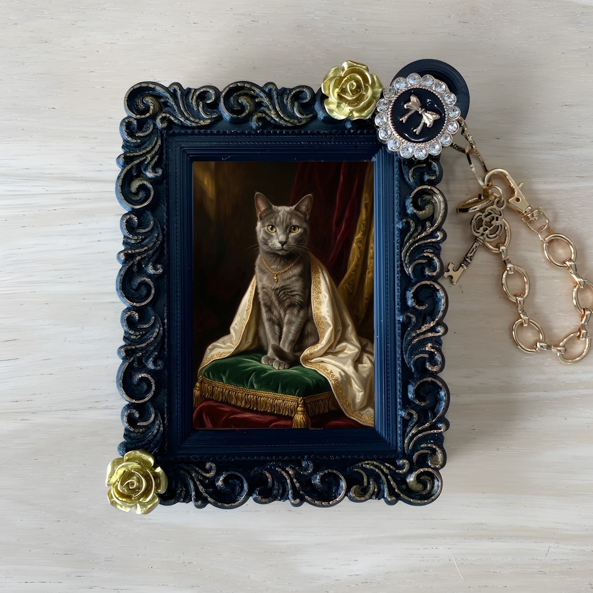 Chartreux Renaissance Portrait Bag Charm (Black)