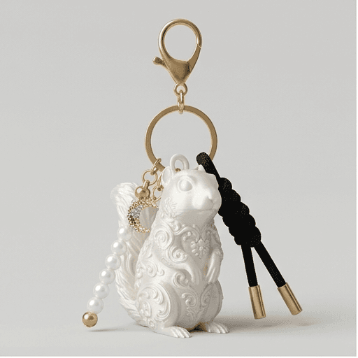 Richardson's ground squirrel Renaissance Portrait Keychain (Pearl White)