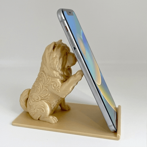 チャウチャウのルネサンス肖像画スマホスタンド(シルクゴールド)