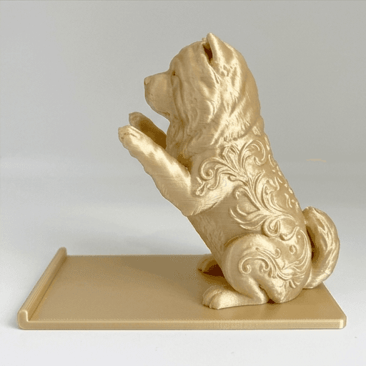 チャウチャウのルネサンス肖像画スマホスタンド(シルクゴールド) 4