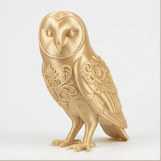 Barn owl Renaissance Portrait Full-Body Statue (Silky Gold)