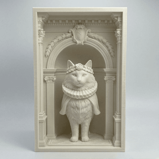 ノルウェージャンフォレストキャットのルネサンス肖像画ブックヌーク