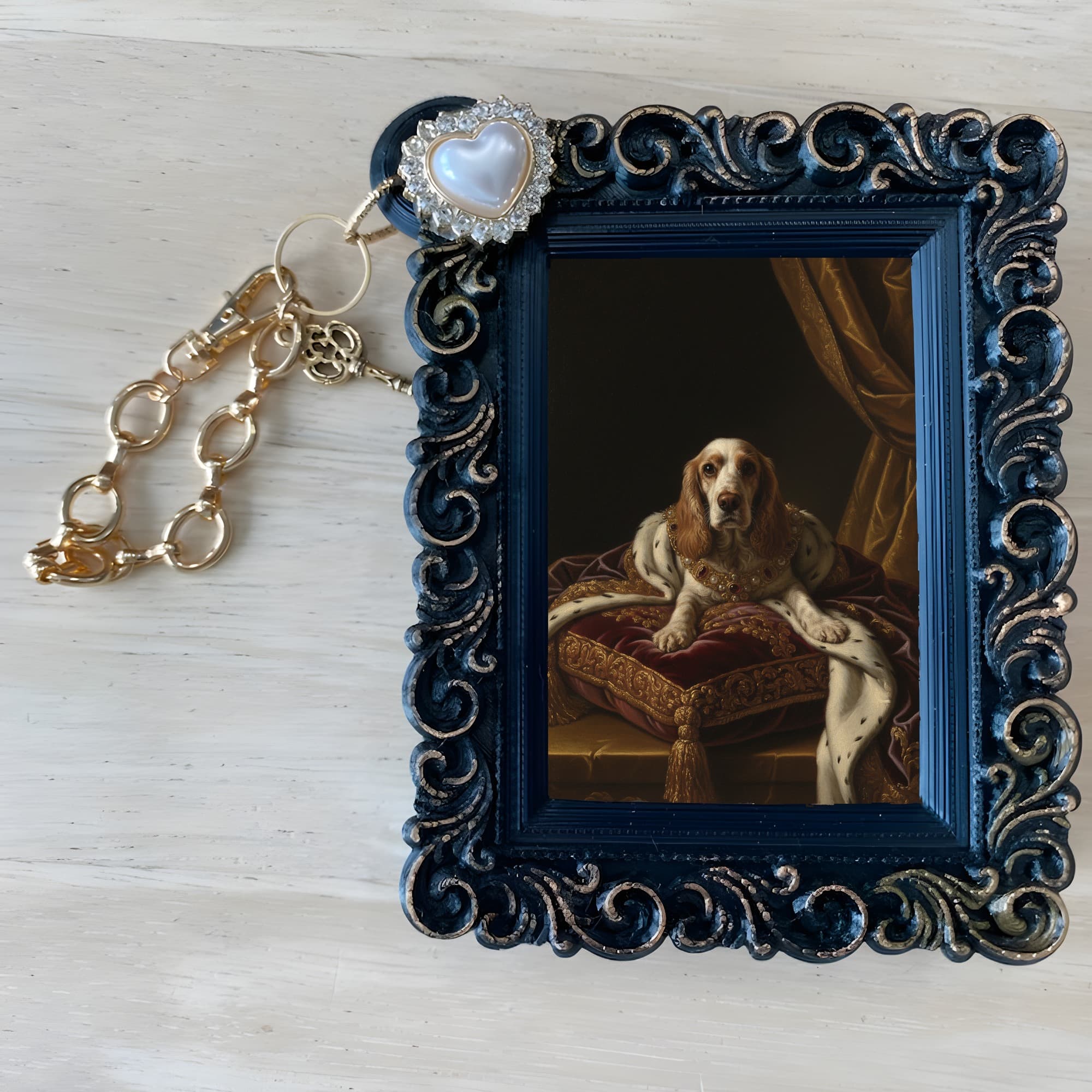 コッカースパニエルのルネサンス肖像画バッグチャーム(ブラック) 4