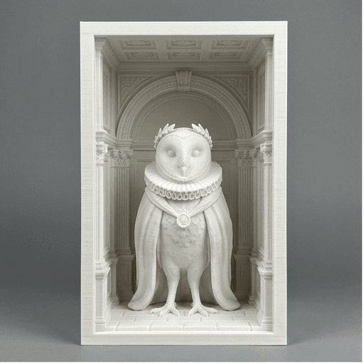 メンフクロウのルネサンス肖像画ブックヌーク