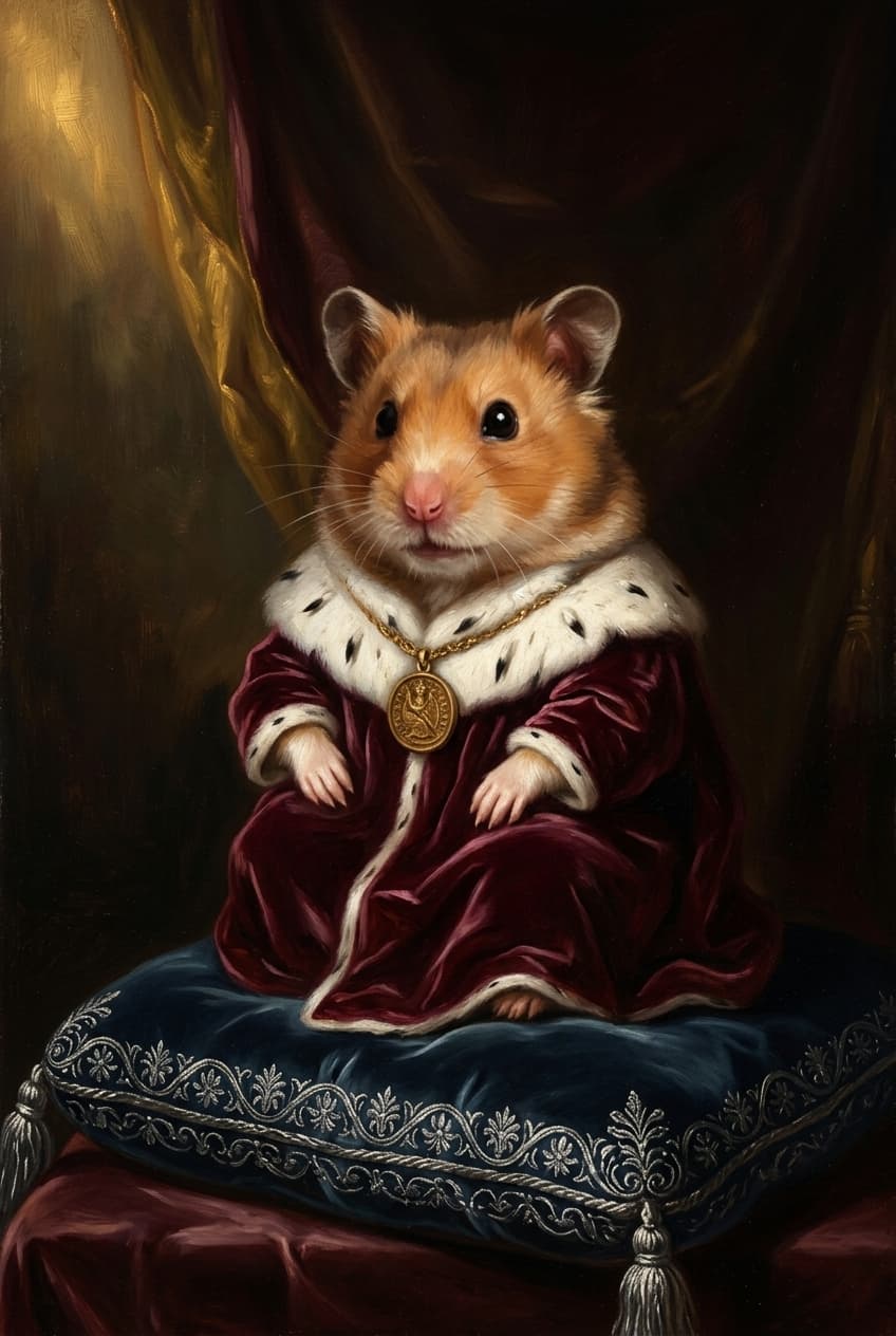 Teddy Bear hamster Renaissance Portrait Framed Art Print (A4) 4