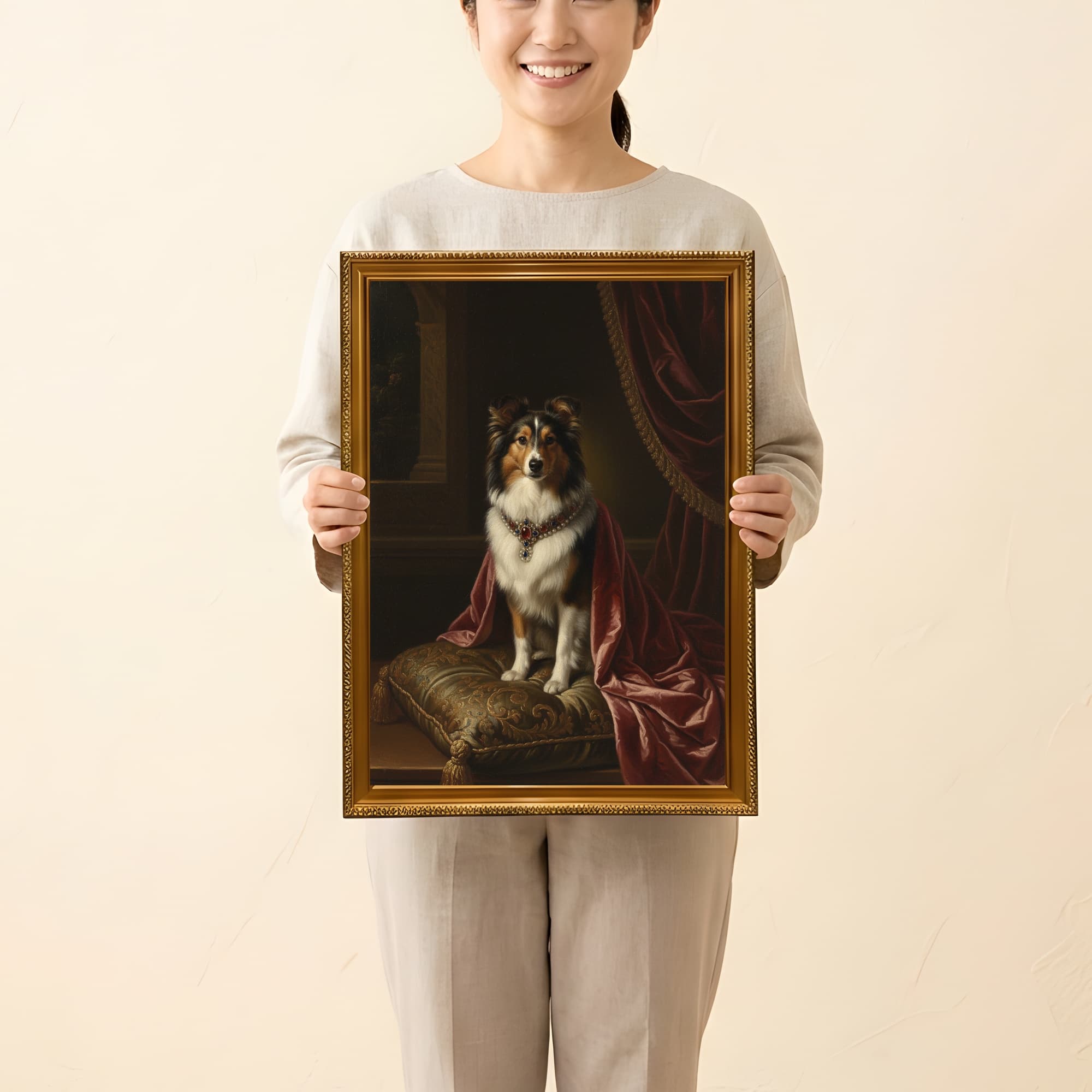 Shetland sheepdog Renaissance Portrait Framed Art Print (A3) 2