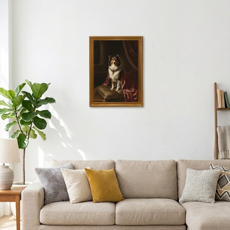 Shetland sheepdog Renaissance Portrait Framed Art Print (A3) 3