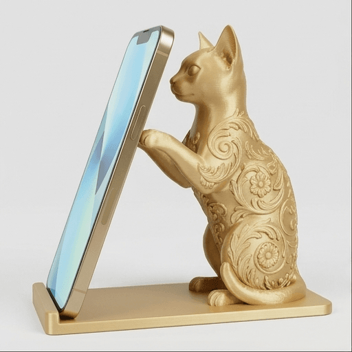 アビシニアンのルネサンス肖像画スマホスタンド(シルクゴールド)