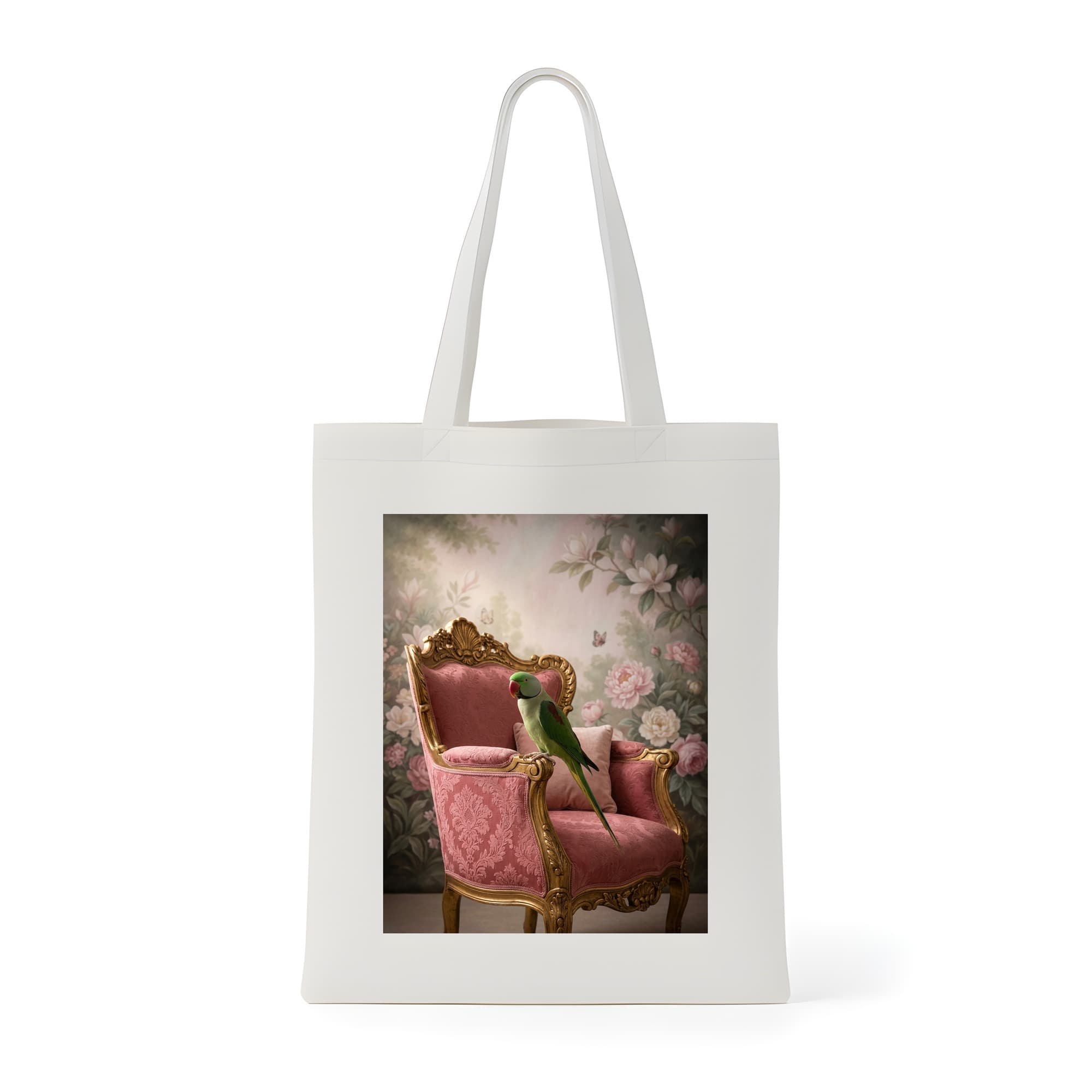 Derbyan Parakeet Shabby Pink Oil-Painting Rococo Tote Bag