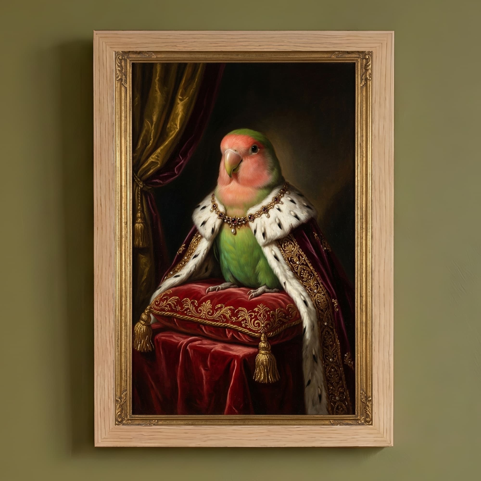 コザクラインコのルネサンス肖像画額装プリント(A4サイズ)