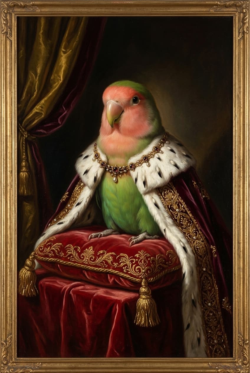 コザクラインコのルネサンス肖像画額装プリント(A4サイズ) 4