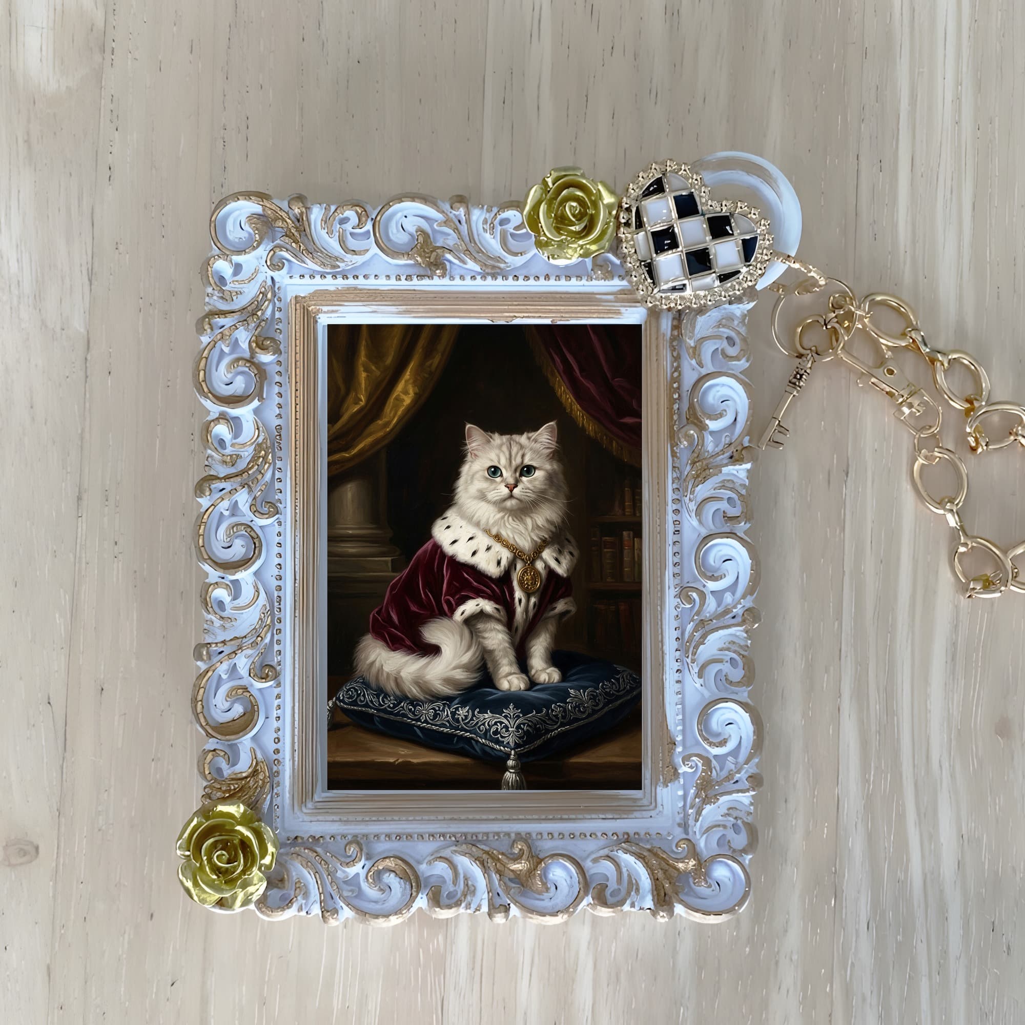 Chinchilla Persian Renaissance Portrait Bag Charm (White)