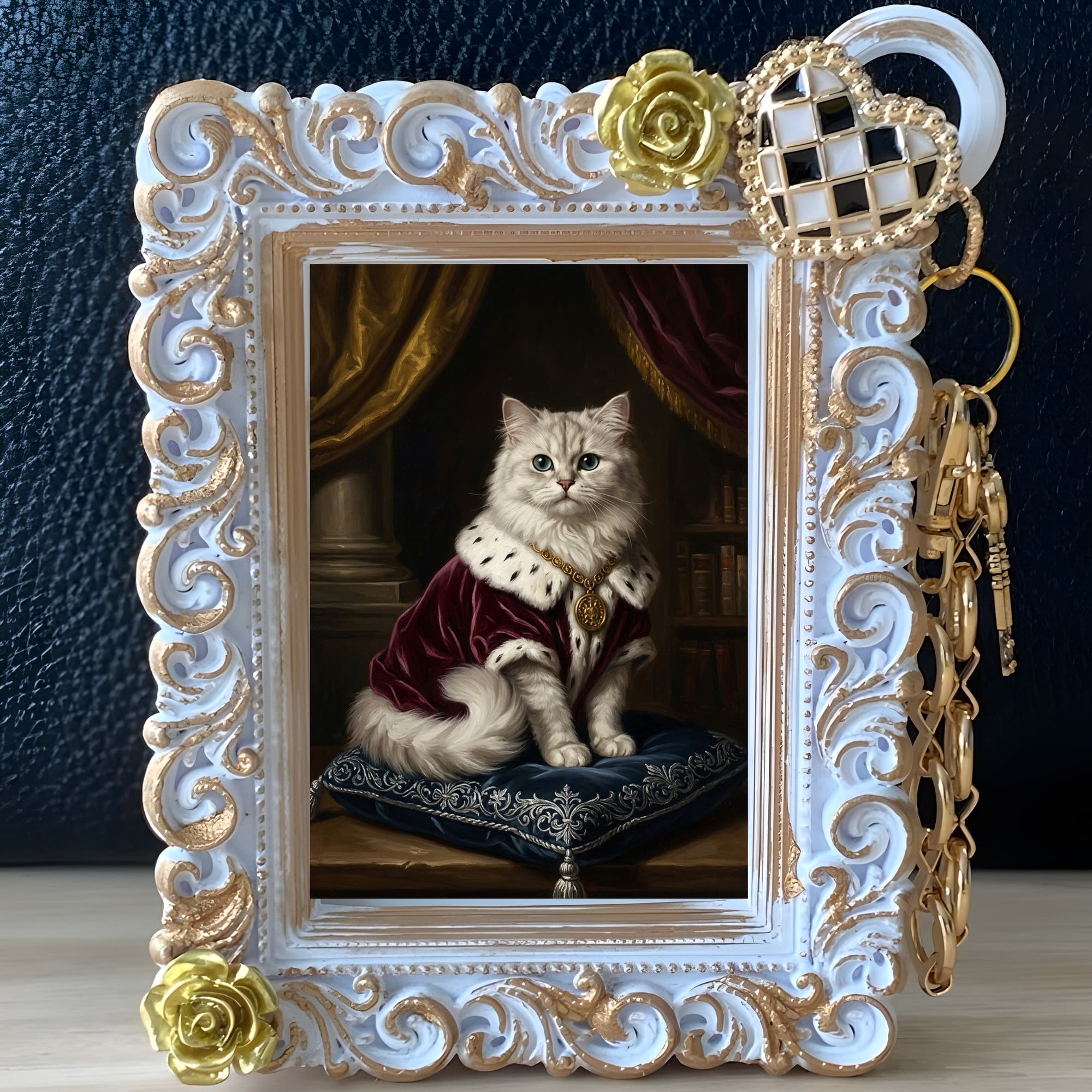 Chinchilla Persian Renaissance Portrait Bag Charm (White) 2